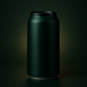AI : a premium cannabis infused beverage can, dark emerald green background…