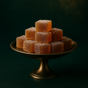 AI : artisan cannabis gummies arranged in an elegant dish,…