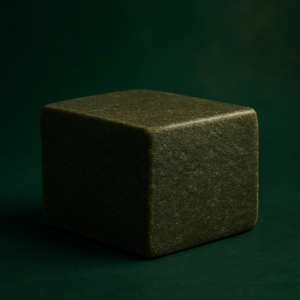 AI : a block of premium pressed cannabis hash, dark…