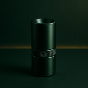 AI : a premium minimalist cannabis accessory item, dark emerald green…