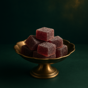 AI : artisan cannabis gummies arranged in an elegant dish,…