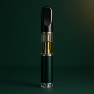 AI : a sleek modern cannabis vape cartridge pen, dark…